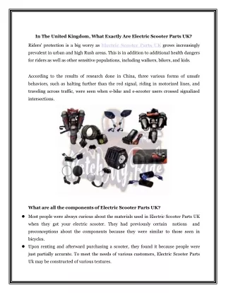In The United Kingdom, What Exactly Are Electric Scooter Parts UK