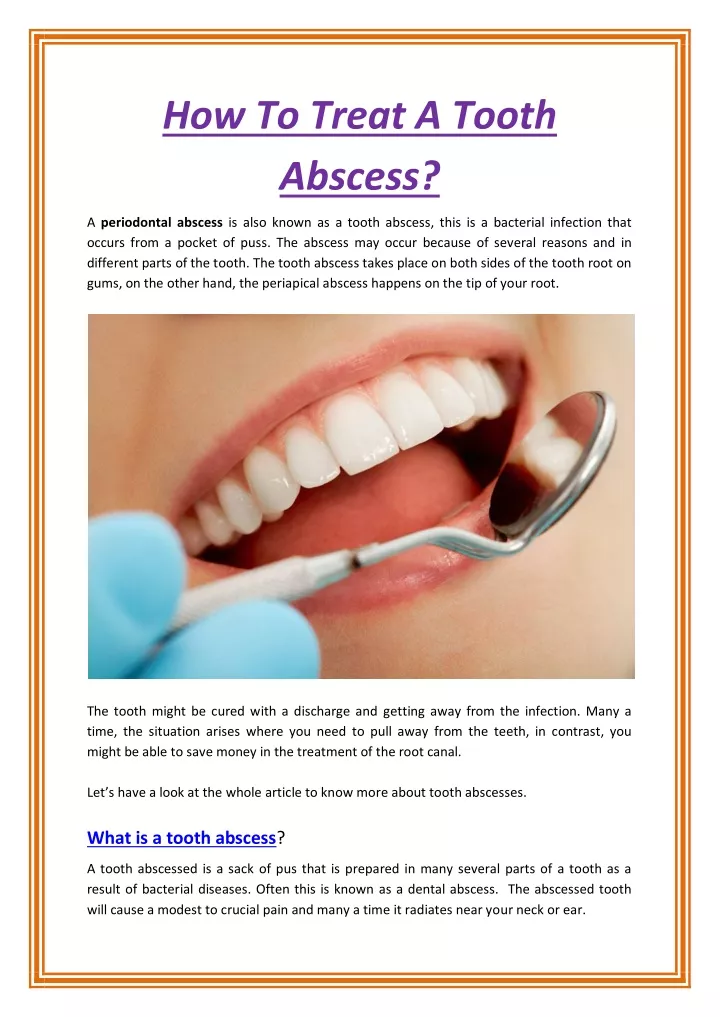 how to treat a tooth abscess