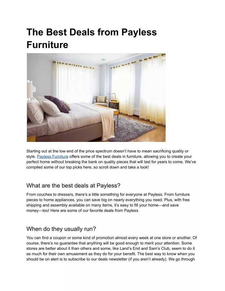 the best deals from payless furniture
