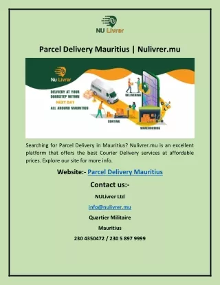 Parcel Delivery Mauritius | Nulivrer.mu