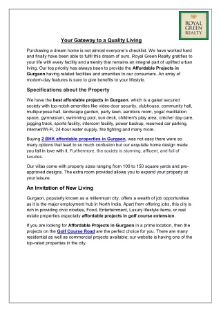 your gateway to a quality living