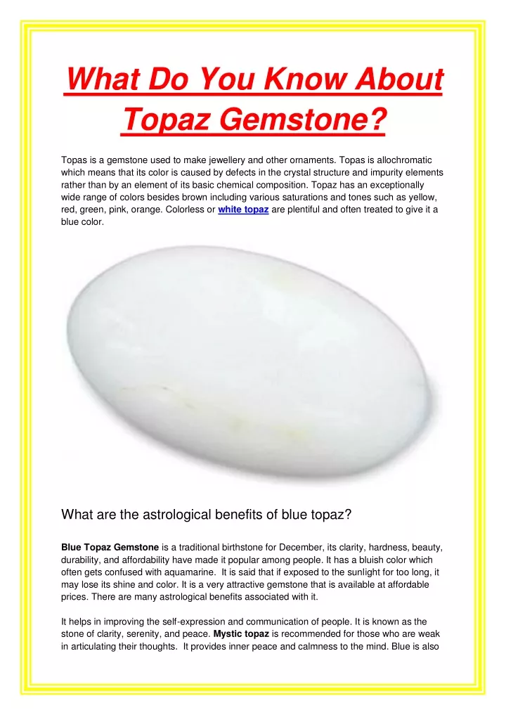 what do you know about topaz gemstone