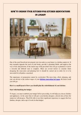 How to design your kitchen for kitchen renovations in Logan