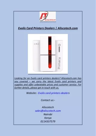 Evolis Card Printers Dealers Aliscotech.com