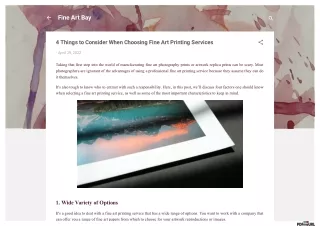 4 Things to Consider When Choosing Fine Art Printing Services