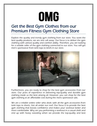 Get the Best Gym Clothes from our Premium Fitness Gym Clothing Store