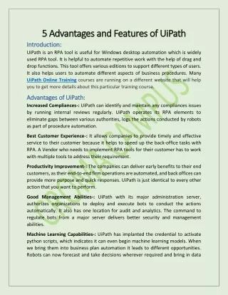 5 advantages and features of uipath 5 advantages