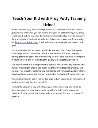 teach your kid with frog potty training urinal