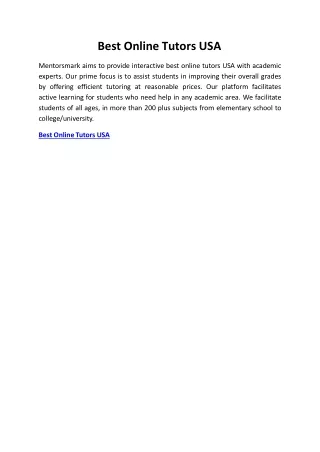 Best Online Tutors USA