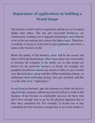 importance of applications in building a brand