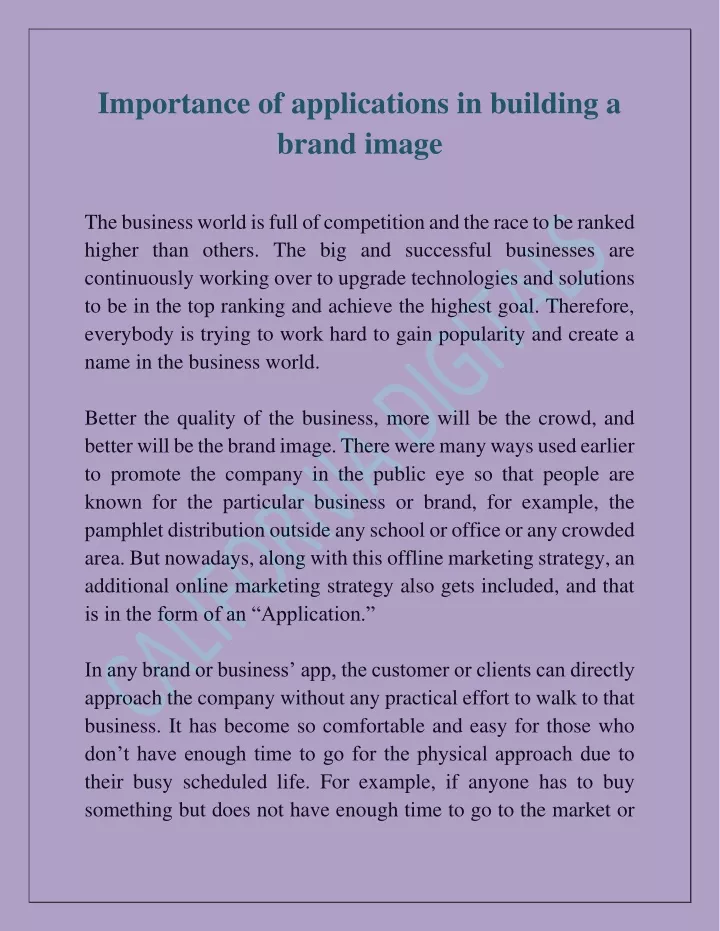 importance of applications in building a brand