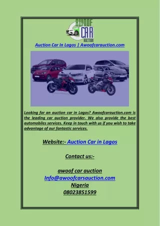Auction Car In Lagos Awoofcarauction.com