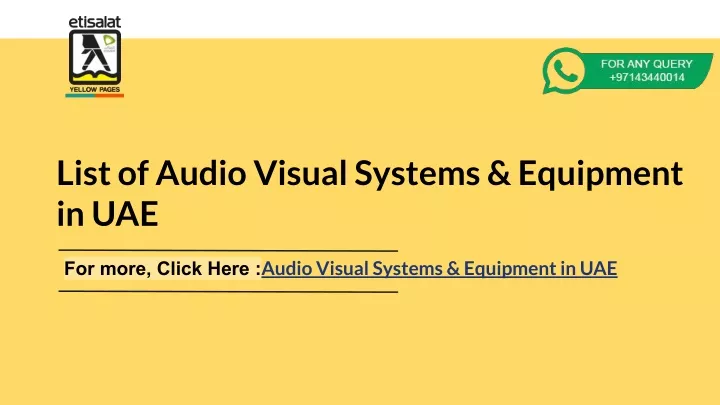 list of audio visual systems equipment in uae