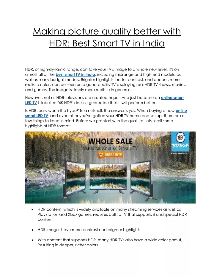 making picture quality better with hdr best smart