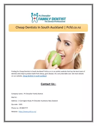 Cheap Dentists In South Auckland | Pcfd.co.nz