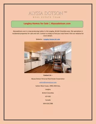 Langley Homes for Sale | Alyssadotson.com