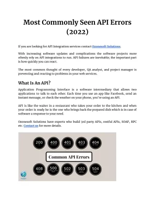 Most Commonly Seen API Errors (2022)