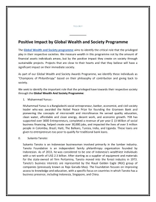 Global Wealth And Society Programme