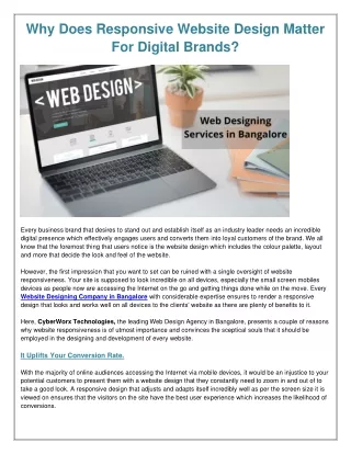 Web Designing Services in Bangalore