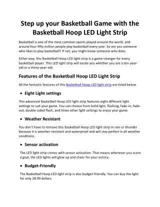 Basketball Hoop LED Strip Light