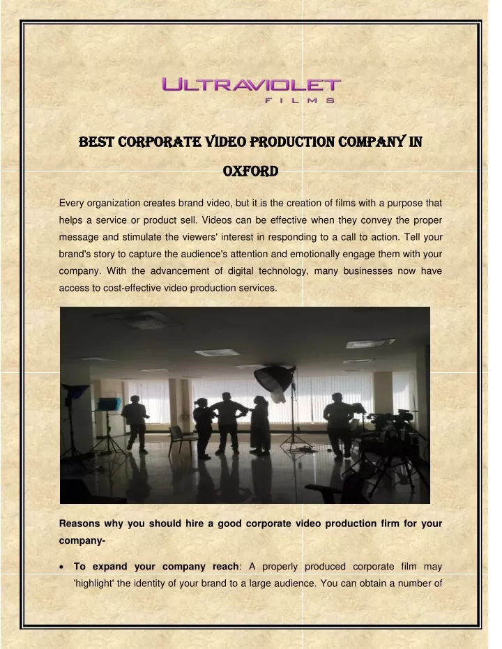 best corporate video production company in best