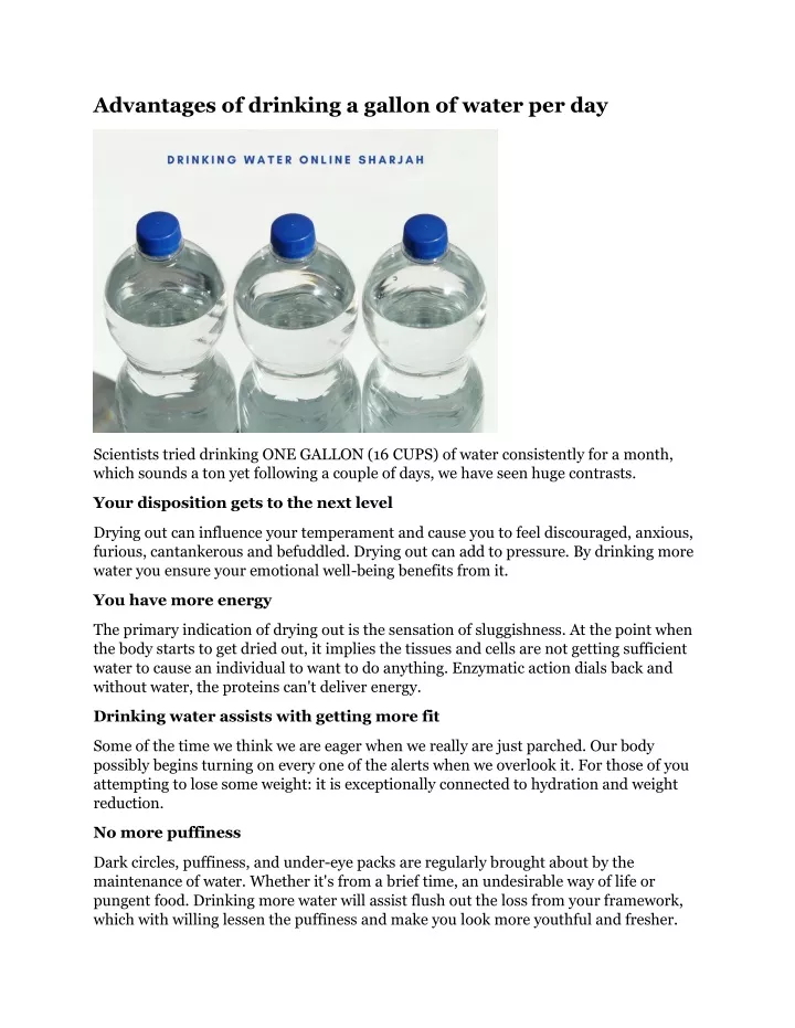 advantages of drinking a gallon of water per day