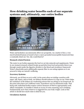 how drinking water benefits each of our separate