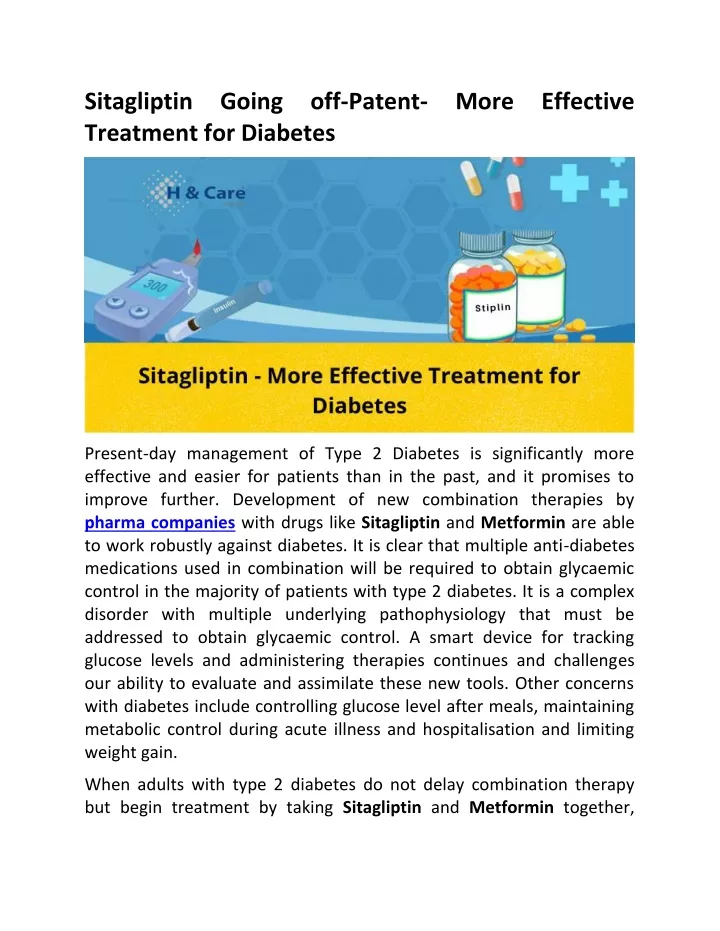 sitagliptin going off patent more effective