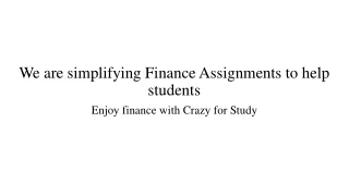 Crazy For Study |Finance Textbooks Solution Manuals | Assignment Help