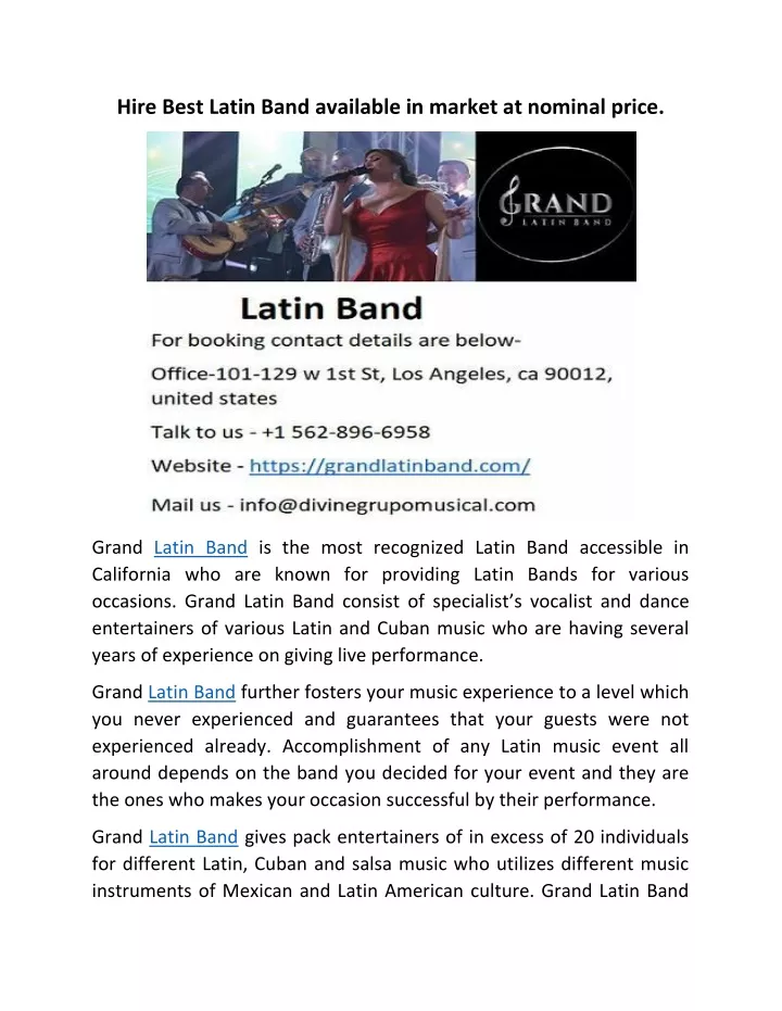 hire best latin band available in market