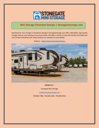 Mini Storage Cleveland Georgia | Stonegatestorage.com