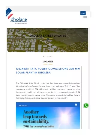 Gujarat: Tata Power Commissions 300 Mw Solar Plant in Dholera