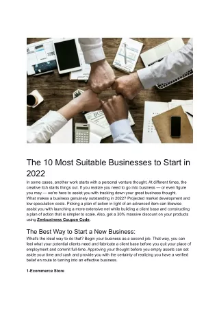the 10 most suitable businesses to start in 2022
