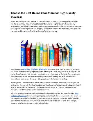 Choose the Best Online Book Store for High-Quality Purchase.docx