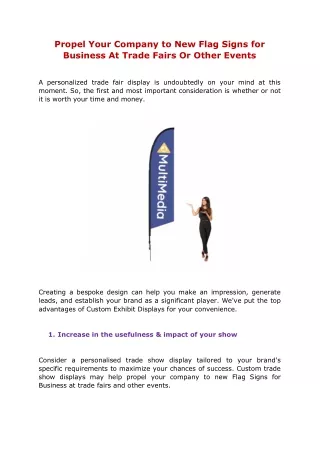 Propel Your Company to New Flag Signs for Business At Trade Fairs Or Other Event