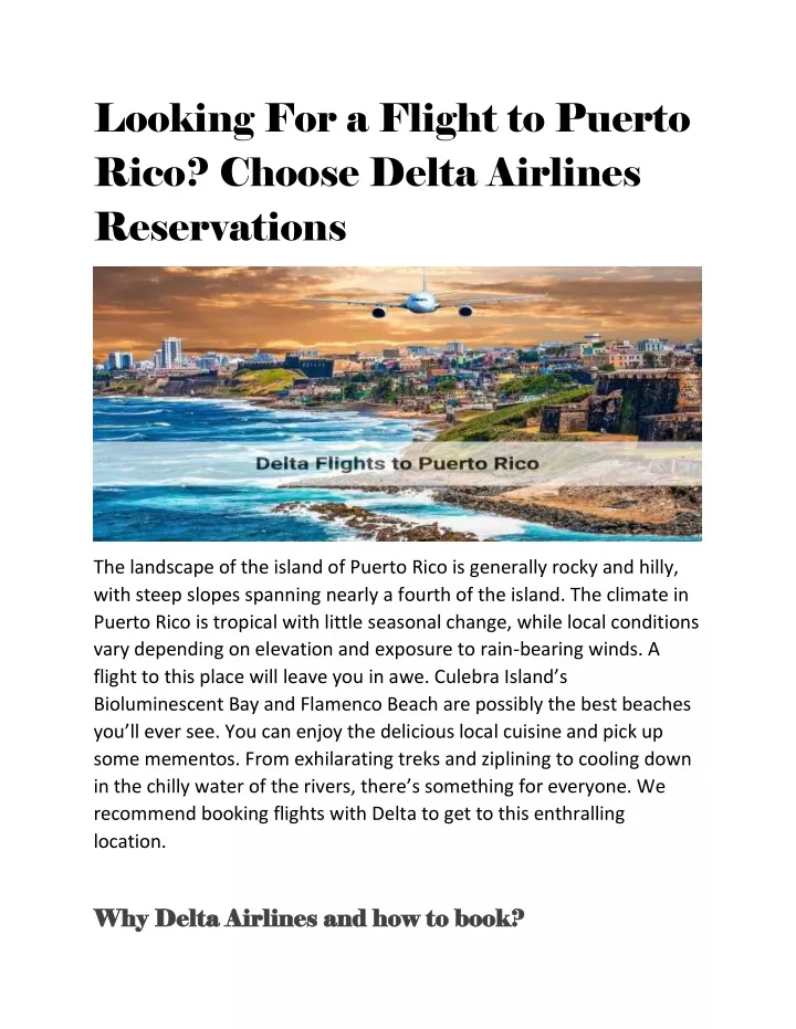 looking for a flight to puerto rico choose delta