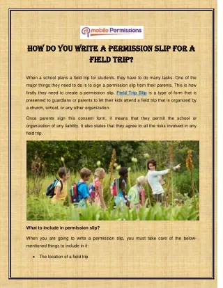 How Do You Write A Permission Slip For A Field Trip