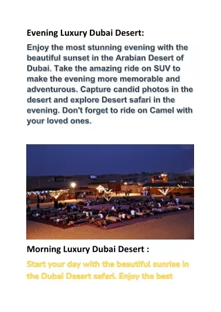 Evening Luxury Dubai Desert