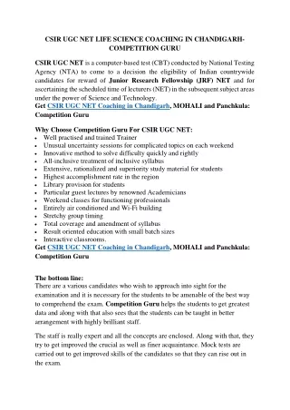 csir ugc net life science coaching in chandigarh