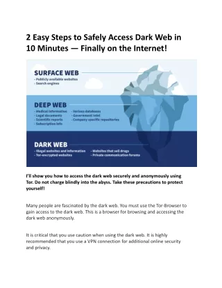2 Easy Steps to Safely Access Dark Web in 10 Minutes — Finally on the Internet