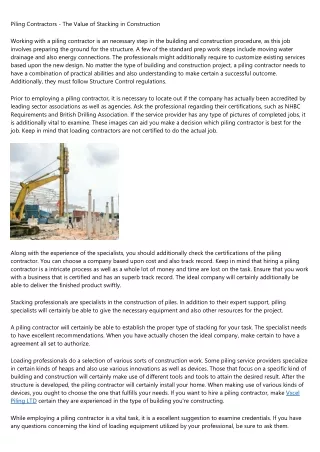 12 Companies Leading the Way in Vxcel Piling