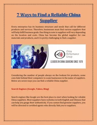 7 Ways to Find a Reliable China Supplier