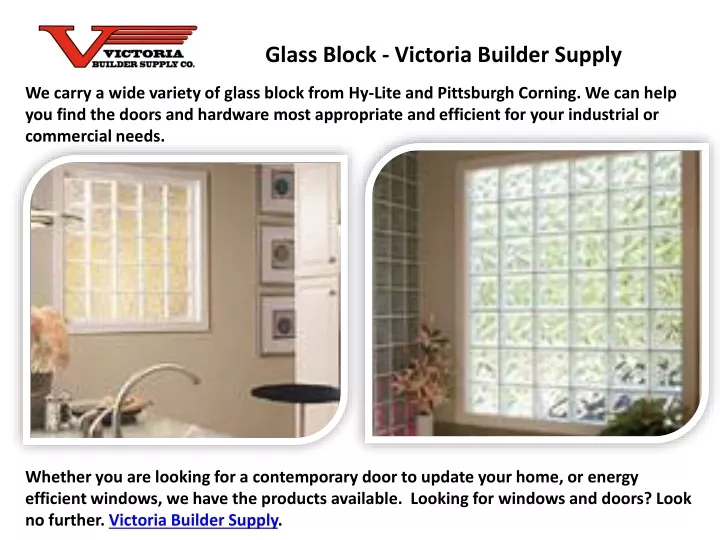 glass block victoria builder supply