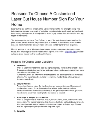 Reasons To Choose A Customised Laser Cut House Number Sign For Your Home
