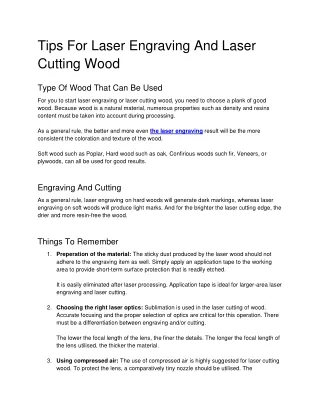 Tips For Laser Engraving And Laser Cutting Wood