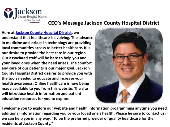 ceo s message jackson county hospital district