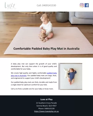 Comfortable Padded Baby Play Mat in Australia