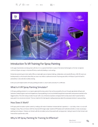 Introduction To VR Training For Spray Painting