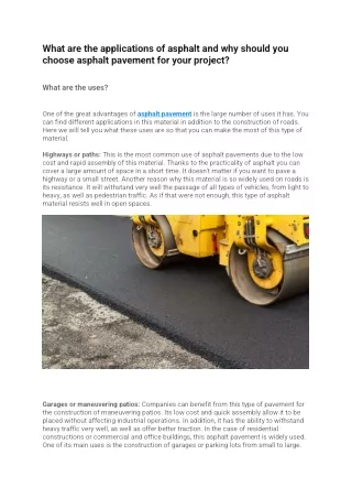 what are the applications of asphalt