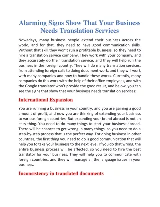 Alarming signs show that your business needs translation services